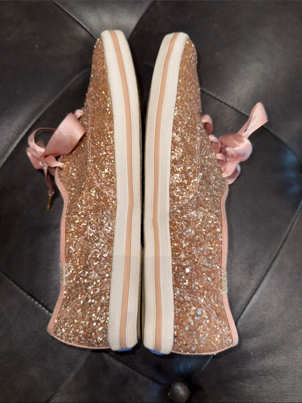 ♠️ Kate Spade Keds Tennis Shoes Rose Gold Glitter Women’s Size 9M